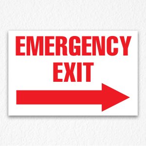Emergency Exit Sign in Red Text