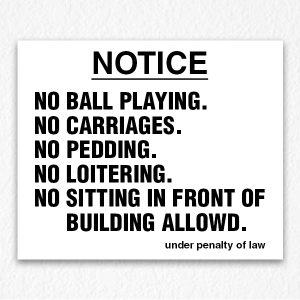 Under Penalty of Law Notice Sign Black Text