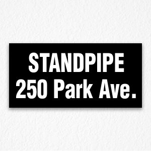 Standpipe 250 Park Ave. Sign in Black