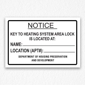 Key to Heating System Notice NYC in Black text