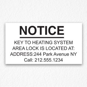 Key to Heating System Information Sign NYC