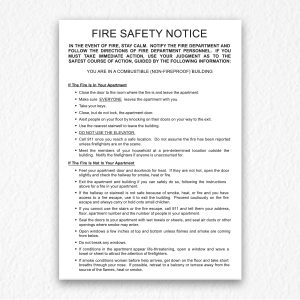 Building Fire Safety Notice in Black Text