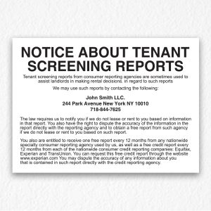 Notice About Tenant Screening Reports in Black Text