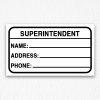 Building Superintendent Sign in Black Text