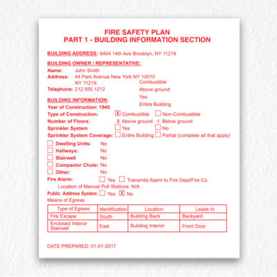 Building Fire Safety Plan Sign - HPD Signs NYC