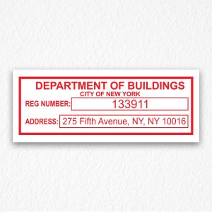 Department of Buildings Signs NYC in Red Text