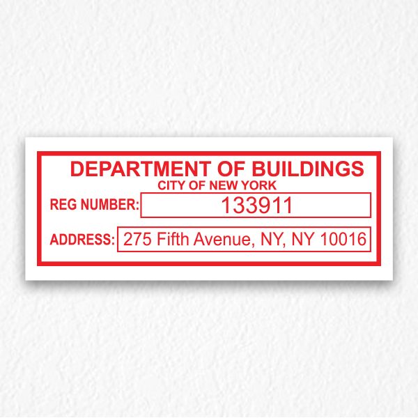 Department of Buildings Signs NYC in Red Text