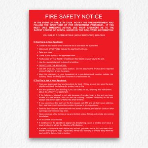 Building Fire Safety Notice in Red