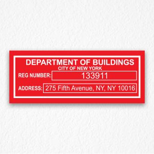 Department of Buildings Signs NYC in Red