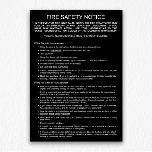 Building Fire Safety Notice in Black