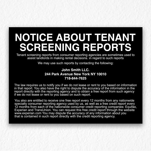 Notice About Tenant Screening Reports in Black
