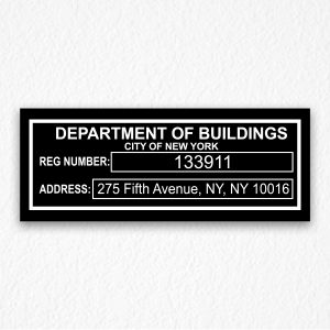 Department of Buildings Signs NYC in Black