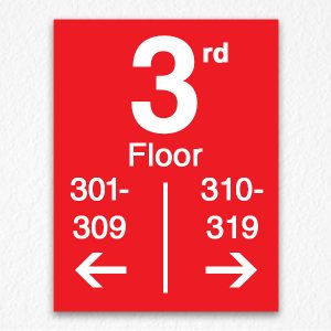 Floor Number Directory Sign in Red