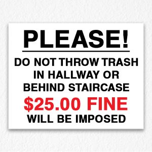 Do Not Throw Trash Sign in Black Text