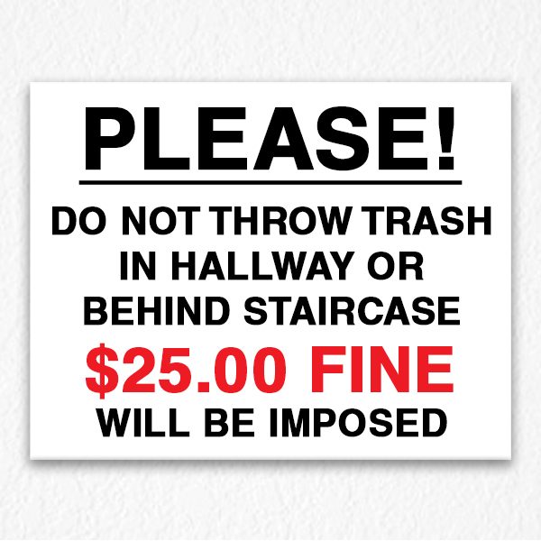 Do Not Throw Trash Sign in Black Text