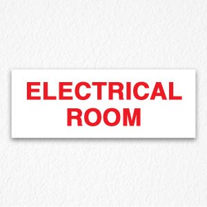 Building Electrical Room Sign in Red Text