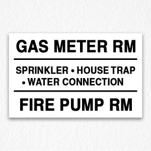 Gas Meter and Water Connection Room Sign In Black Text