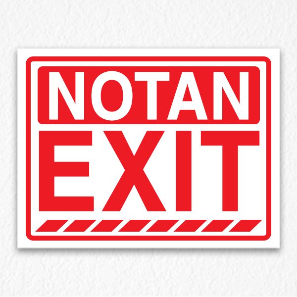 Exit Sign in Red Text