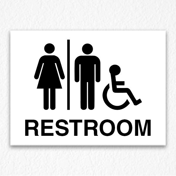 Restroom Sign with Icons in Black