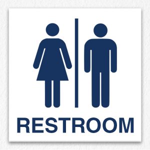 Men and Women Common Restroom Sign in Blue