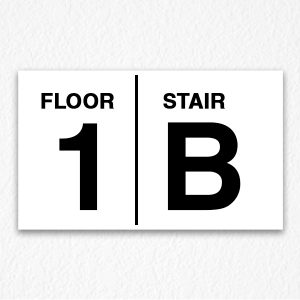 Floor Number and Stair Sign in Black Text