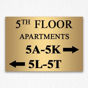 Floor Number and Apartment Directional Sign Brushed Aluminum