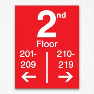 Floor Number Directional Sign in Red