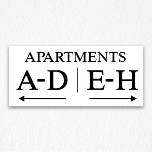 Apartment Number Directional Sign in Black Text