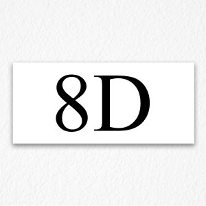8D Apartment Number Sign in Black Text