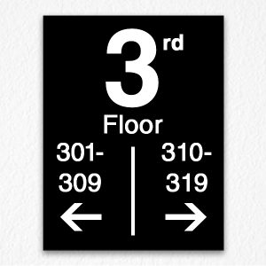 Floor Number Directory Sign in Black