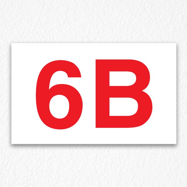 6B Room Number Sign in Red Text
