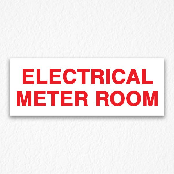 Electrical Meter Room Sign in Red Text