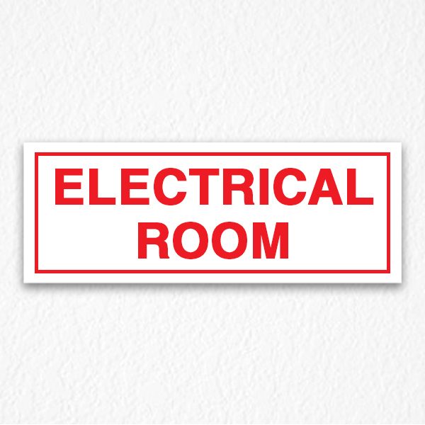 Electrical Room Sign in Red Text