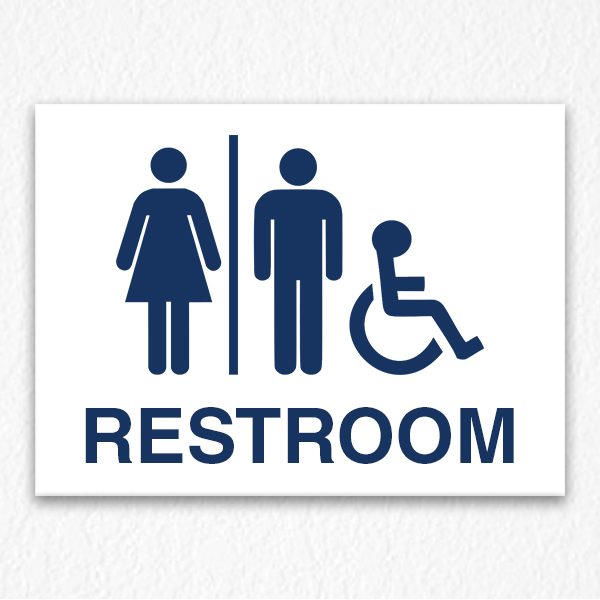 Restroom Sign with Icons in Blue