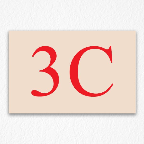 3C Room Number Sign in Red text