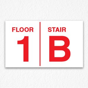 Floor Number and Stair Sign in Red Text