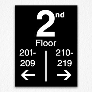 Floor Number Directional Sign in Black