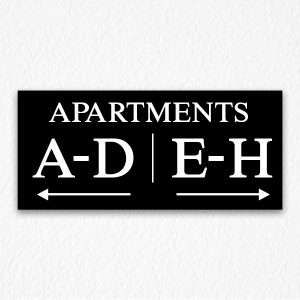 Apartment Number Directional Sign in Black