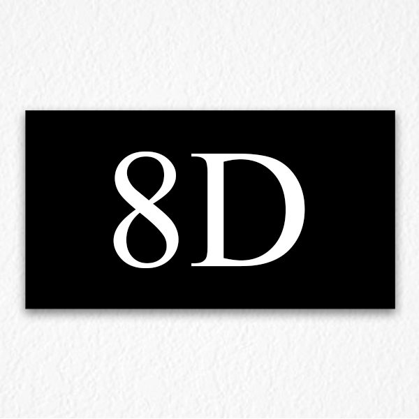 8D Apartment Number Sign in Black