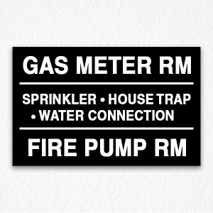 Gas Meter and Water Connection Room Sign on Black