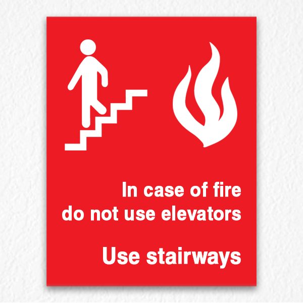 In Case of Fire Do Not Use Elevator on Red