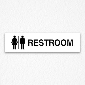 Restroom Sign in Black Text