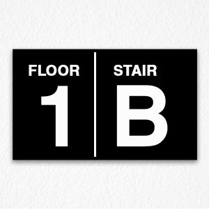 Floor Number and Stair Sign in Black