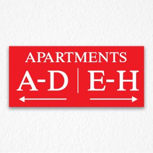 Apartment Number Directional Sign in Red