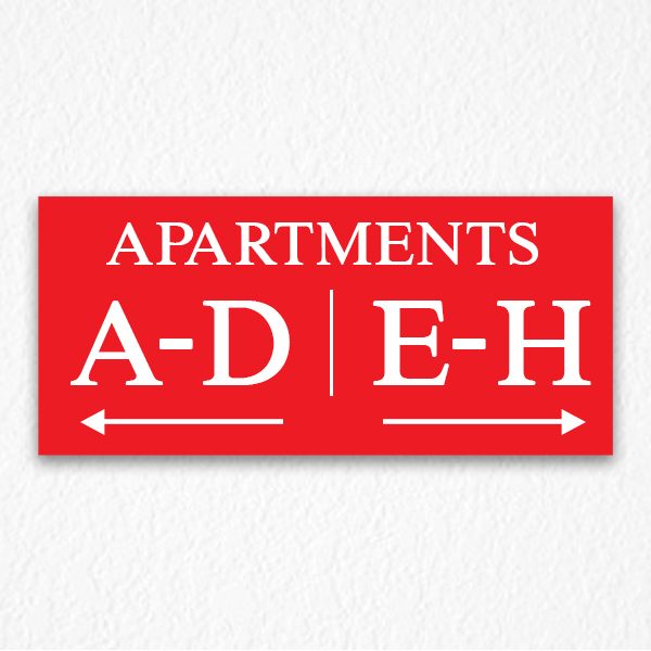 Apartment Number Directional Sign in Red