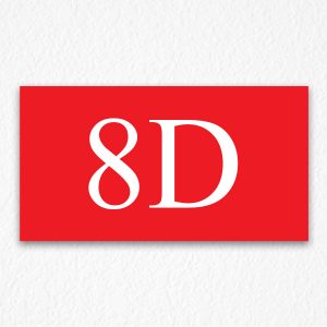 8D Apartment Number Sign in Red