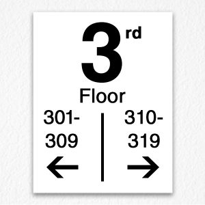 Floor Number Directory Sign in Black Text
