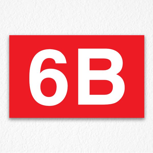 6B Room Number Sign in Red