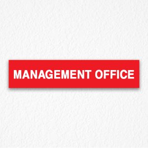 Management Office Sign on Red