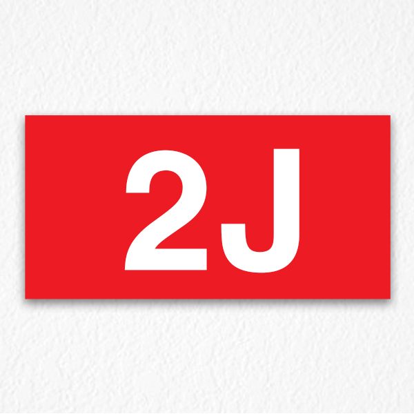 2J Room Number Sign in Red